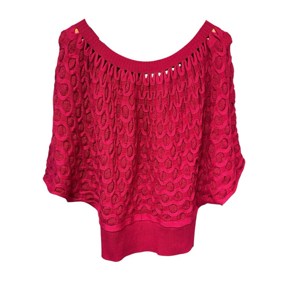 Once Again Pink Open-Knit Batwing Sweater -‎ Women’s Size Medium